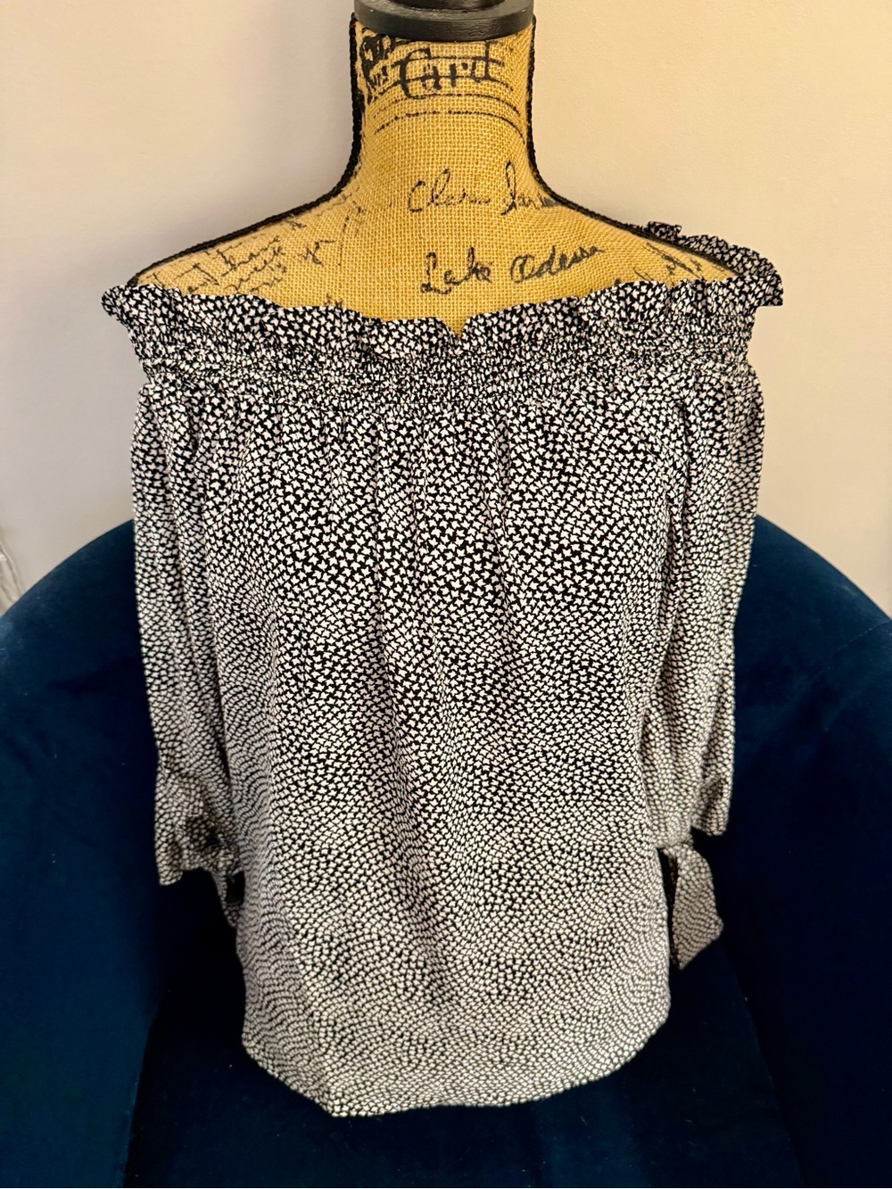 Michael Kors Women's Off-Shoulder Black and White Printed Top